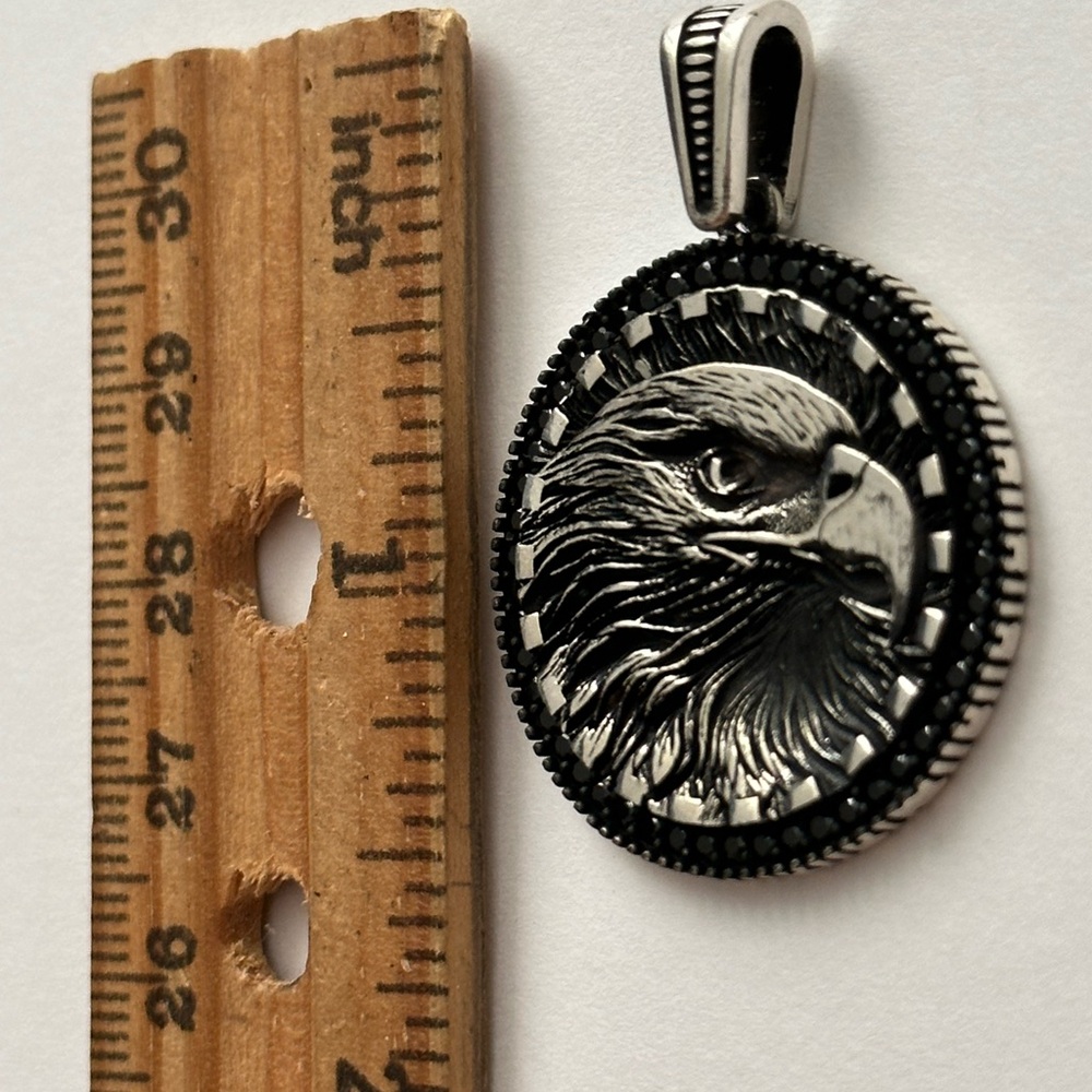 925 Silver eagle unisex pendant black cz